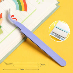 ملقط مستقيم منحني من الفولاذ المقاوم للصدأ ملون وردي أزرق أرجواني DIY ملقط رموش ملصق فن الأظافر أداة التقاط أحجار الراين