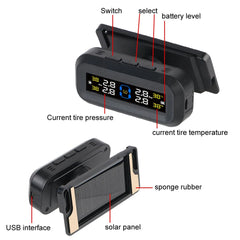 Tire Pressure Monitoring System Temperature Warning New C External Battery Version Sensors Solar TPMS Car Tyre Pressure Monitor