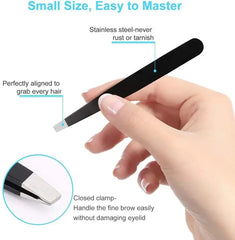 4Pcs Tweezers Set - Professional Stainless Steel Tweezers for Eyebrows - Great Precision for Facial Hair, Splinter and Ingrown