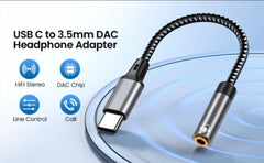 كابل USB C إلى 3.5 مم صوت AUX محول سماعة رأس من النوع C إلى مقبس 3.5 مم لجهاز Macbook Air Huawei Xiaomi Samsung Galaxy S24 S23 S22
