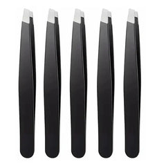 CNK  Wholesale  Stainless Steel Black Eyebrow Tweezer with Slant and Flat Point Beauty Tools for Eyebrows & Ingrown Hair Removal