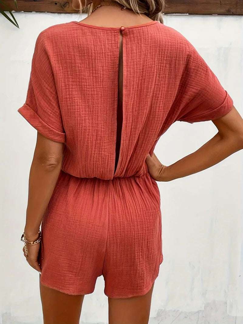 2024 Spring/Summer Amazon Foreign Trade Women's Double layered Zou Cloth Short sleeved Shorts Set Two Pieces