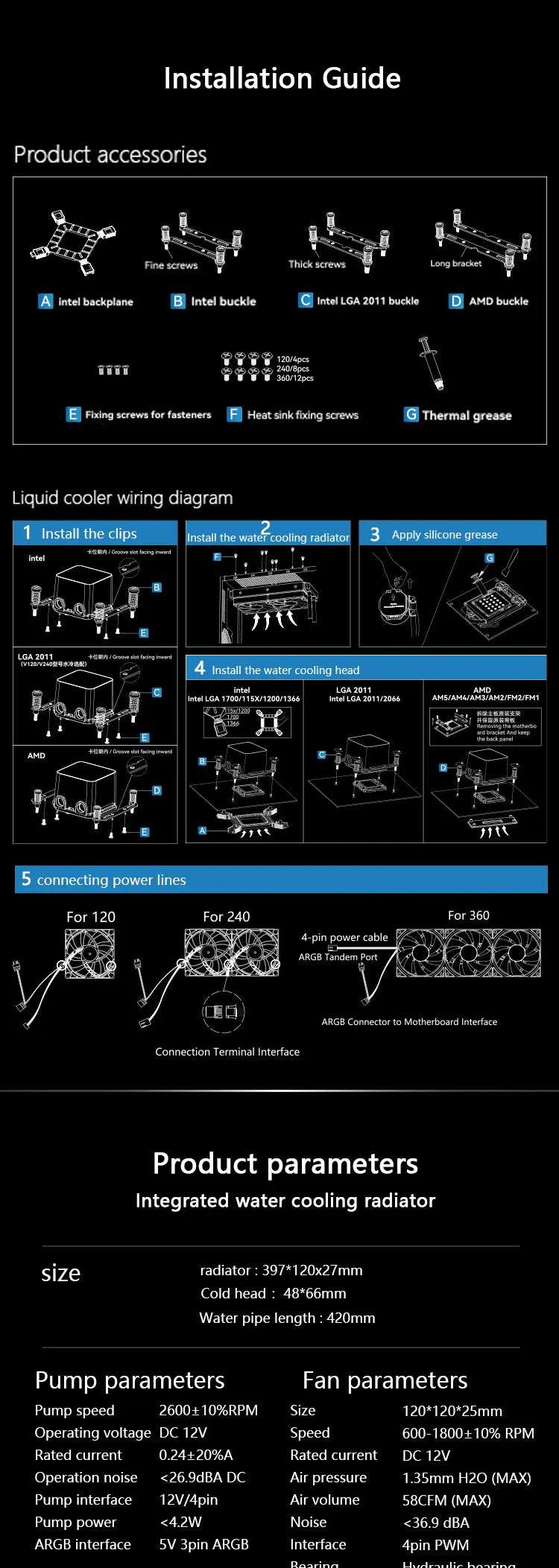 UPSIREN Poseidon mirror 360 ARGB All-in-one water cooling radiator/Infinity mirror lighting effects/TDP280W/Support LGA1700/AM5