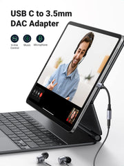 محول صوت USB C إلى 3.5 مم من النوع C إلى مقبس سماعة رأس مساعد 24 بت / 96 كيلو هرتز كابل HiFi DAC لهاتف Galaxy S23 S23 + Ultra S22 S21 S20