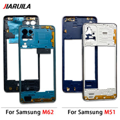 الإطار الأوسط لهاتف Samsung A41 F62 M51 M62 A7 2018 مع زر التحكم في الصوت والإطار الأمامي والإطار الأوسط وهيكل الهيكل