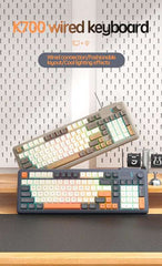 Wired Keyboard - Silent Red Switches, Ergonomic Design, Color-Blocked Keycaps, for Gaming/Office with Control Knob