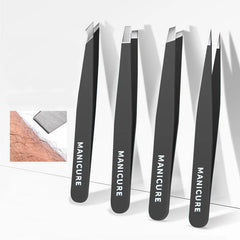 4pcs Tweezers Set - Professional Stainless Steel Tweezers For Eyebrows - Great Precision For Facial Hair, Splinter And Ingrown