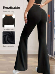 Women's spring and summer high waisted tight fitting flared pants, slim leg long black pants, thin wide leg pants for slim women