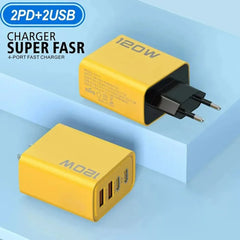 شاحن سريع 120 وات من النوع C Quick Charge 3.0 محول شاحن USB لأجهزة iPhone وSamsung وXiaomi PD USB شاحن سريع الشحن
