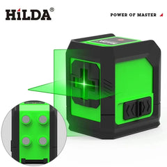 HILDA Laser Level 2 lines/5 Lines 360 Automatic Leveling Level Construction Tool Equipment Green Light Cross Laser Good Gift