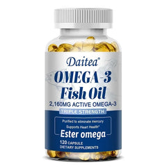 Daitea Fish Oil Capsule 2160mg Supplement Rich in DHA & EPA, Cognitive, Core Health, Immune Support, Non-GMO