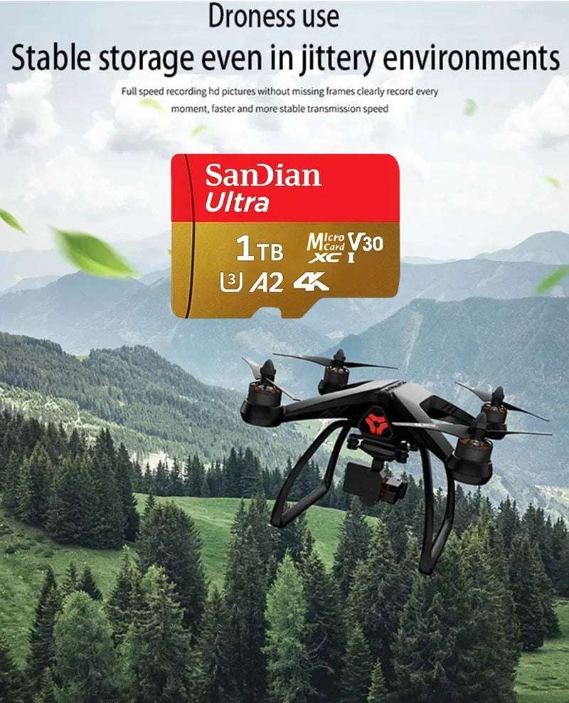 Original 2TB 1TB SanDian Ultra Card SD/TF Flash Memory Card 256/512GB Micro SD Card High Speed for Phone/Drone/Handheld Device