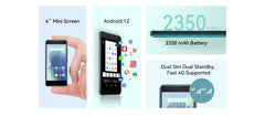 Cubot J20, 4-Inch Mini Screen, Android 12, 2/3GB RAM, 16/32GB ROM (128GB Extended), Dual SIM Dual 4G Celulares, 2350mAh, GPS