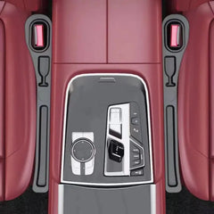 2pc Car Seat Gap Filler Organizer Pu Waterproof Car Seat Gap Plug Strip with 2 Grooves Seat Gap Storage Auto Interior Accessorie