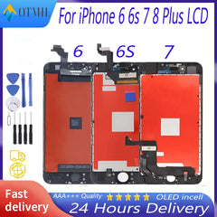 شاشة LCD من الدرجة AAA +++ لهاتف iPhone 6 6S 7 8 Plus مع مجموعة محول رقمي لشاشة اللمس ثلاثية الأبعاد المثالية لهاتف iPhone 5 5S + أدوات