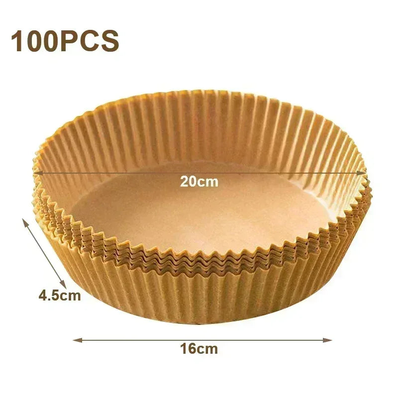 Round ridged parchment liner tray sheet, tan-brown disposable baking paper