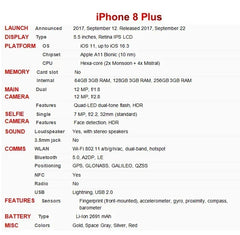 Apple iphone 8 plus 4g ios Smartphone 5.5 inch Screen 256GB ROM 2675 Battery All Colours in Good Condition used phone