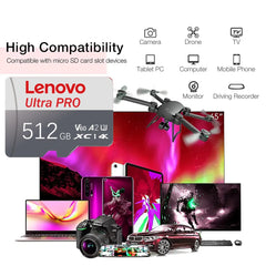 بطاقة ذاكرة لينوفو الأصلية سعة 2 تيرابايت و128 جيجابايت من الفئة 10 V60 TF بطاقة Mini SD سعة 1 تيرابايت و512 جيجابايت و256 جيجابايت وA2 U3 Micro بطاقة TF عالية السرعة سعة 2 تيرابايت