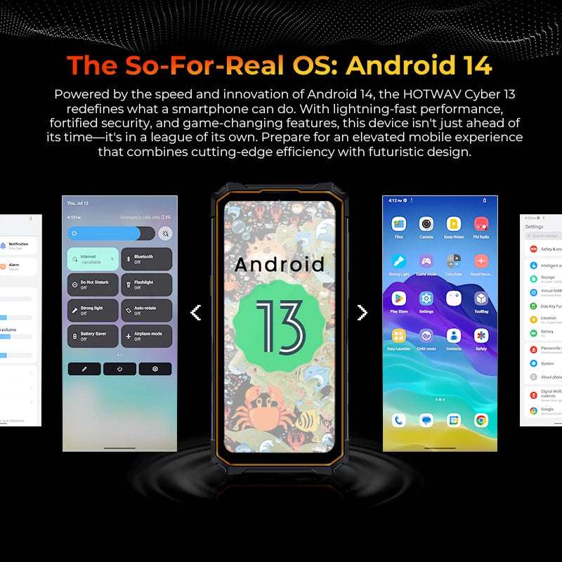 [World Premiere] HOTWAV Cyber 13 Rugged Phone 150LM Flashlight 8GB 128GB Smartphone 6.6'' HD+ 10800mAh 64MP Android 14 Cellphone