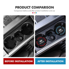 2Pcs Car Silicone Coaster Anti-Slip Water Cup Drink Mat For Hyundai Creta SantaFe Kona Genesis Equus Coupe Azera ioniq