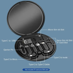 PD 60W Multifunctional USB Type C Data Cable Set Fast Charging For IPhone Xiaomi Charger Storage Box Adapter Card Pin Travel Box