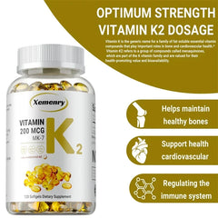 Vitamin K2 MK-7 Supplement - Supports Bone Density, Teeth, Skin, Heart Health and Immunity