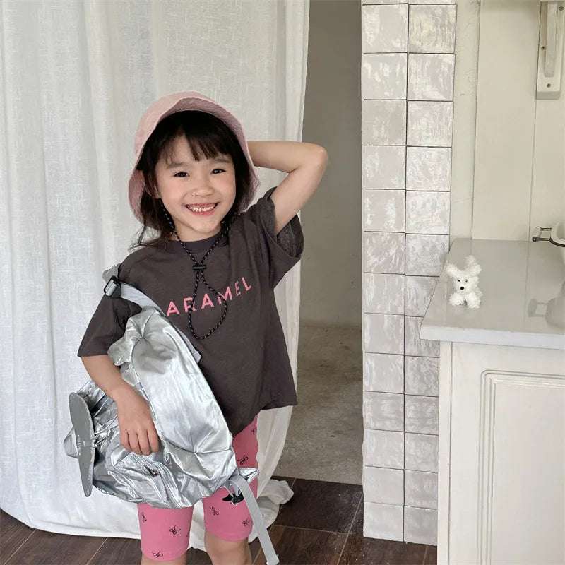 2025 Summer New Children Short Sleeve T Shirts Fashion Letter Print Boys Girls Casual T Shirts Baby Loose Tops Kids Tee Clothes