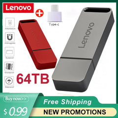 محرك أقراص فلاش USB من لينوفو بسعة 64 تيرابايت، USB3.2، نقل فائق السرعة، محرك أقراص محمول بسعة 16 تيرابايت، محرك أقراص فلاش USB مقاوم للماء