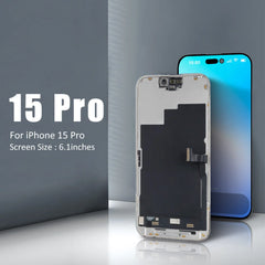 شاشة RFLCD SOFT OLED 120HZ Lcd لهاتف iPhone 15 Pro شاشة تعمل باللمس بديلة لوحة رقمية تجميع شريحة True Tone