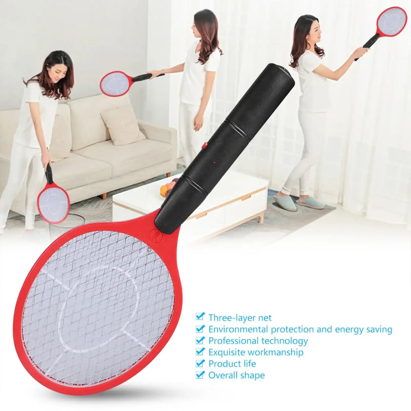 Electric Mosquito Swatter Cordless Battery Power Electric Fly Mosquito Swatter Bug  Racket Insects Killer