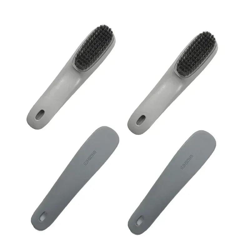 Shoe cleaning brush set of 4 with light gray and dark gray handles