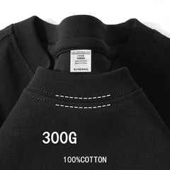 300g Cotton T Shirts Men Short Sleeved Heavyweight  Summer Round Neck Loose Breathable Shirt for Men Women Basic Tee