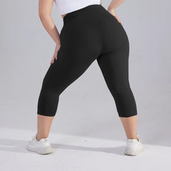 Plus size yoga pants for women Leggings fitness tummy tuck butt lift slim yoga pants with pocket summer sports cropped trousers