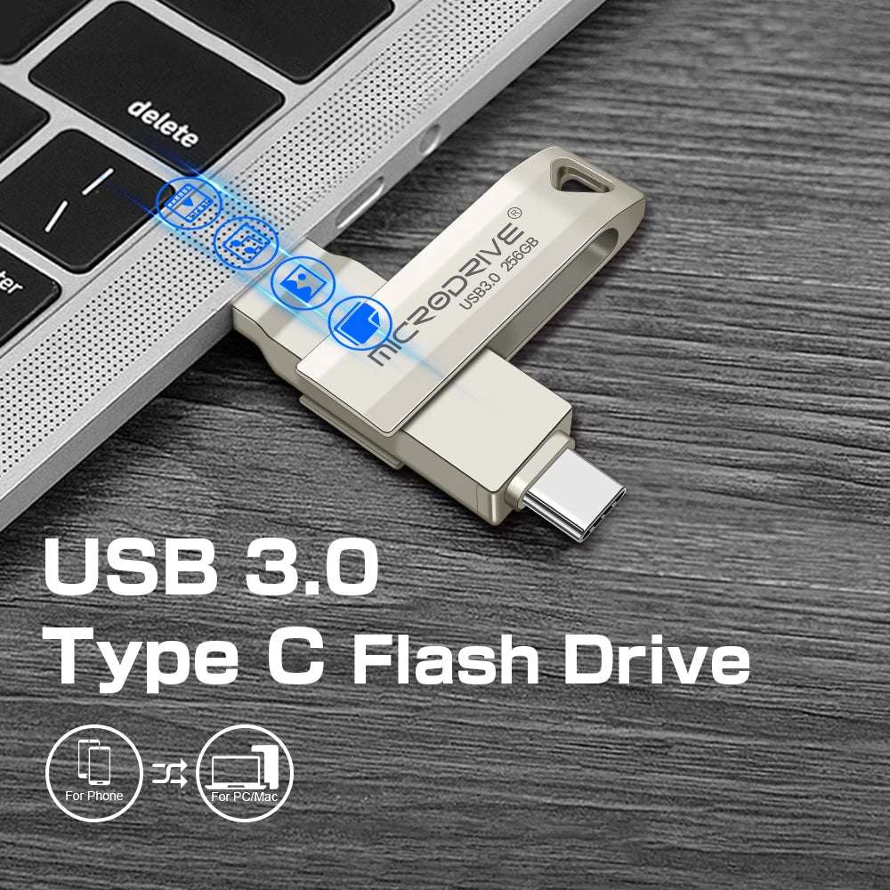 Type C 3 in 1 USB 3.0 Flash Drive 64GB 128GB 256GB pendrive pen drive real capacity usb memory stick for phone and pc