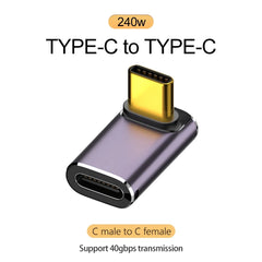 موصل شاحن USB 4.0 PD 240 واط 8K 60 هرتز لجهاز Macbook 40 جيجابت في الثانية عالي السرعة USB C OTG محول بزاوية مستقيمة على شكل حرف U ذكر إلى أنثى