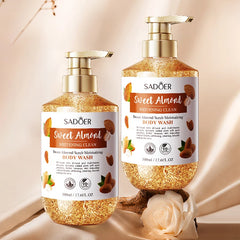 500ml SADOER Sweet Almond Oil Body Wash Exfoliate Whitening Moisturizing Replenish & Cleanse Sweet Almond Scrub Shower Bath Gel