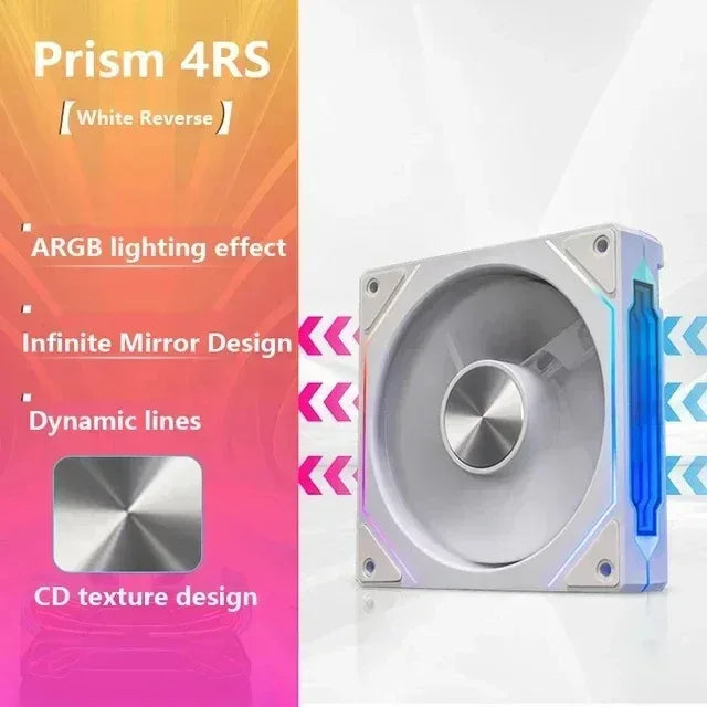 120mm ARGB case fan with infinity mirror design, white reverse frame, RGB LEDs