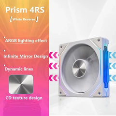 مروحة تبريد علبة وحدة المعالجة المركزية Prism 4RS ARGB بتصميم مرآة لا متناهية مقاس 120 مم و5 فولت و3 سنون ومزامنة إضاءة اللوحة الأم و4 سنون PWM و800-1800 دورة في الدقيقة
