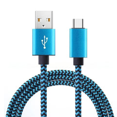 كابل USB من النوع C لمزامنة البيانات 2.4 أمبير سريع الشحن 1 متر 2 متر 3 متر كابل شاحن مضفر من النايلون لهاتف Samsung Huawei Android المحمول