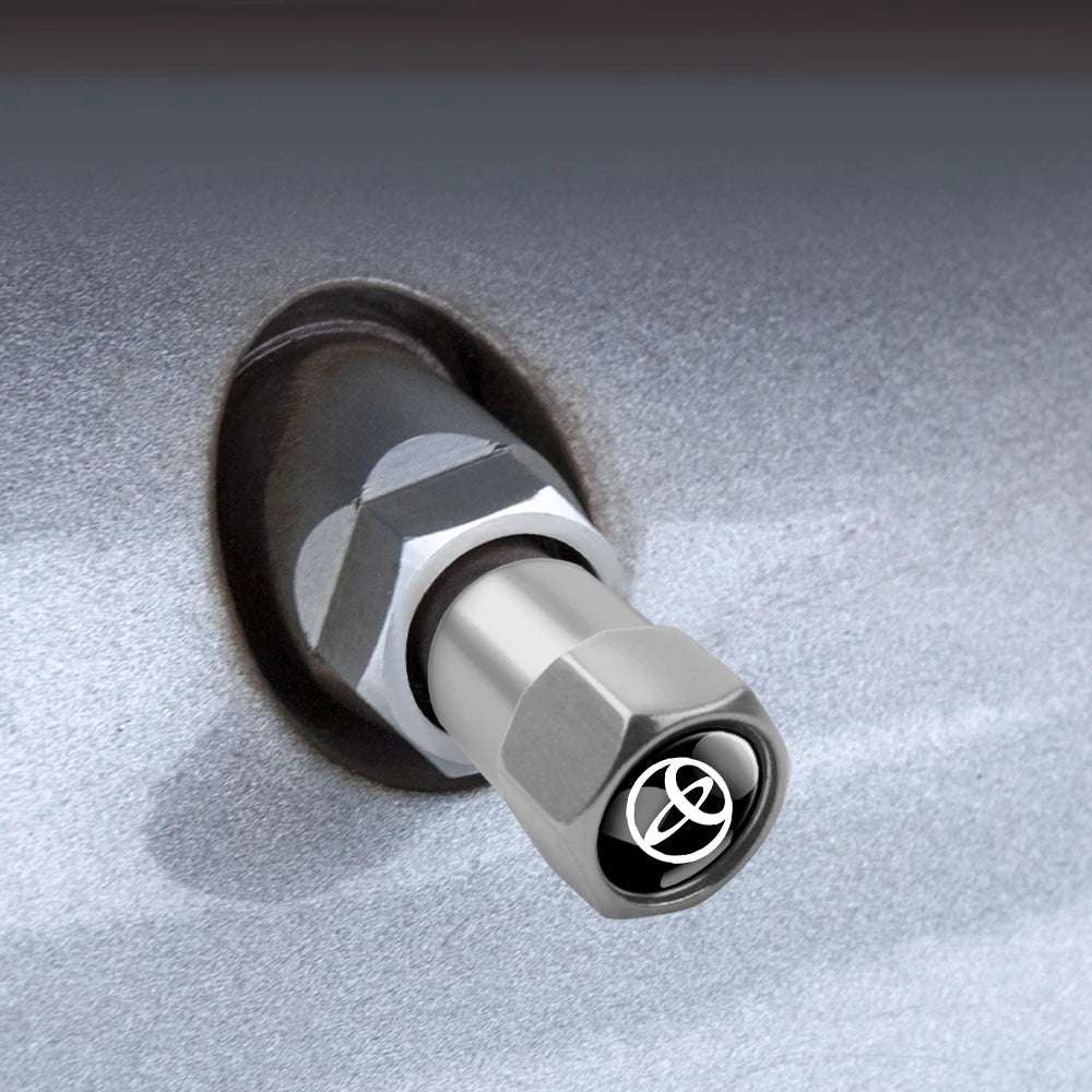 4PCS Car Badge Wheel Tires Valve Caps Metal Tyre Dust Covers For Toyota Fortuner Chr Verso Prius Hiace Trd Yaris Corolla Camry