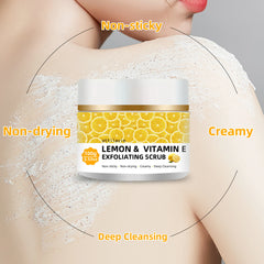tilavie Lemon Vitamin E Scrub – Suitable for All Skin Types, Men & Women, Face, Neck & Body. Universal Physical Exfoliation