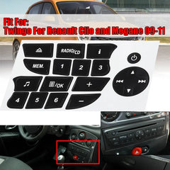 For Twingo for Renault Clio and Megane 2009-2011 CD Radio Audio Button Repair Decals Stickers Black Car Button Repair Stickers