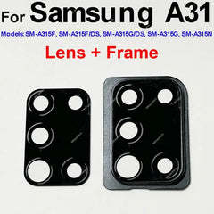 غطاء عدسة الكاميرا الخلفية الزجاجية لهاتف Samsung Galaxy A31 A315F A41 A415F A71 A715F، حامل إطار عدسة الكاميرا الزجاجية الرئيسية الخلفية، أجزاء