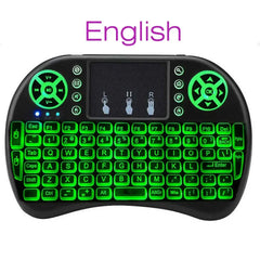 Backlight English Russian French Spanish Portugal Fly Air Mouse 2.4G Touchpad for Android TV Box PC I8 Mini Wireless Keyboard