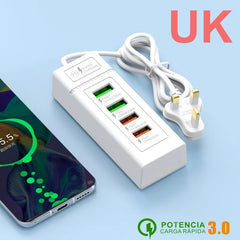 موزع محطة شاحن الطاقة بمقبس USB 5 فولت و4 أمبير USB TYPE C 3.0 شاحن سريع قابس شحن الهاتف مقبس USB كهربائي للولايات المتحدة والاتحاد الأوروبي