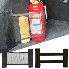 Car Trunk Elastic Mesh Fixed Straps Car Interior Organizer Extinguisher Storage Net Bag Seat Back Fixing Bag Auto Accessories