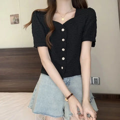 Spring Summer ort Sve Sweet Sle Pure Color Women's irt Slim Fit Chiffon Cardigan irt Fre Sle Small ence