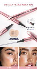 4 Fork Tip Eyebrow Pencil 3D Microblading Waterproof Dark Brown Natural Colour Fine Stroke Magic Eyebrow Pencil 2024 New Ladies