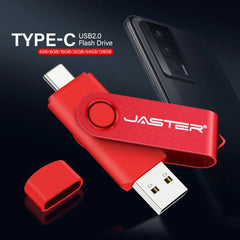 محرك أقراص فلاش USB من النوع C بسعة 128 جيجابايت وذاكرة تخزين 64 جيجابايت وسلسلة مفاتيح مجانية وذاكرة تخزين إبداعية هدية عمل باللون الأحمر وقرص U أزرق 32 جيجابايت