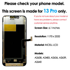 شاشة LCD بديلة عالية الجودة لهاتف iPhone 13 pro مع محول رقمي لشاشة اللمس، جزء إصلاح للجهاز